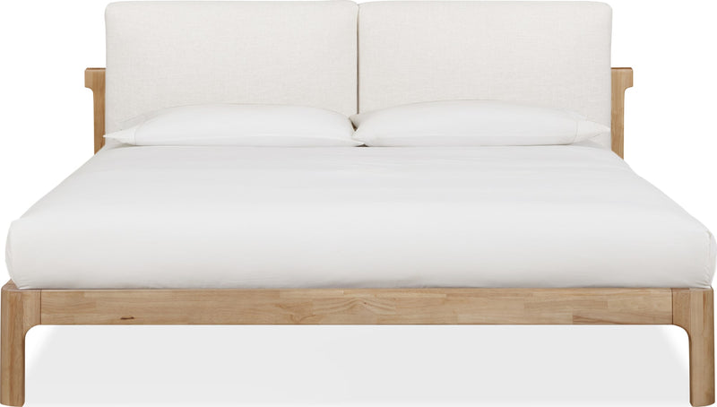 Furano California King-size Upholstered Two Cushion Platform Bed in Ginger and Natural Linen