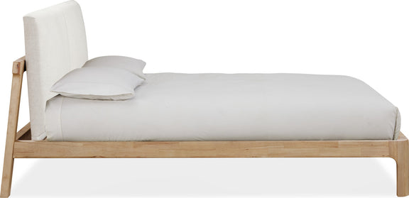Furano Queen-size Upholstered Two Cushion Platform Bed in Ginger and Natural Linen