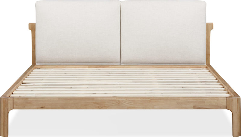 Furano Full-size Upholstered Two Cushion Platform Bed in Ginger and Natural Linen