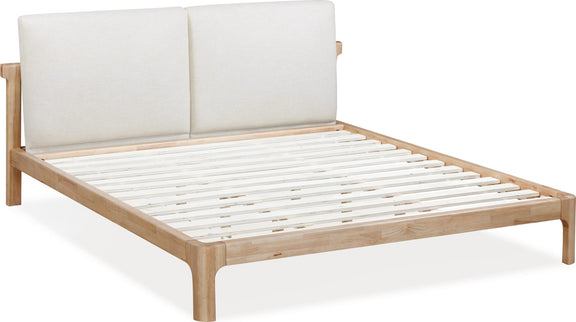 Furano Queen-size Upholstered Two Cushion Platform Bed in Ginger and Natural Linen