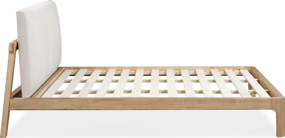 Furano Queen-size Upholstered Two Cushion Platform Bed in Ginger and Natural Linen