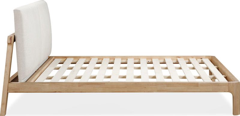 Furano California King-size Upholstered Two Cushion Platform Bed in Ginger and Natural Linen