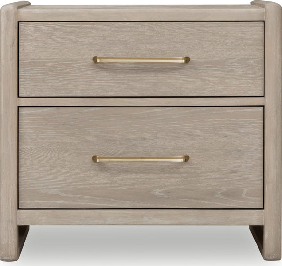 Gardenia 2 Drawer Oak Wood Nightstand in Chai