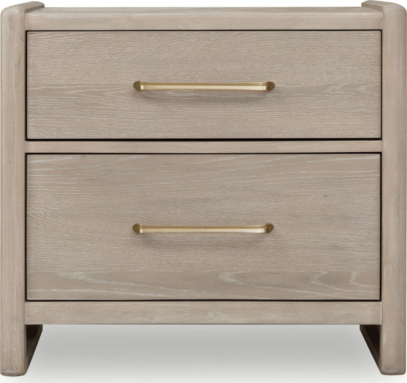 Gardenia 2 Drawer Oak Wood Nightstand in Chai