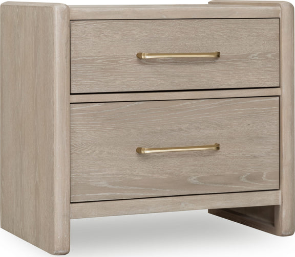 Gardenia 2 Drawer Oak Wood Nightstand in Chai