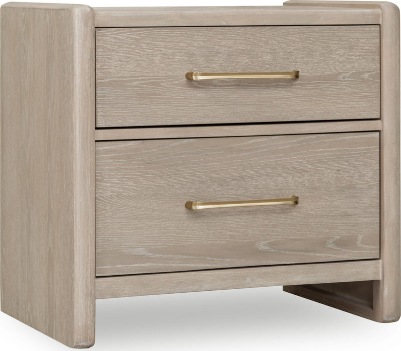 Gardenia 2 Drawer Oak Wood Nightstand in Chai