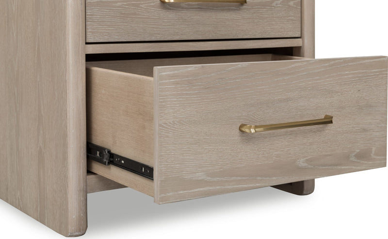 Gardenia 2 Drawer Oak Wood Nightstand in Chai