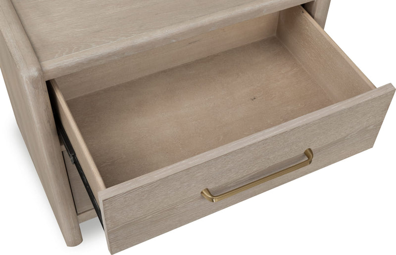 Gardenia 2 Drawer Oak Wood Nightstand in Chai