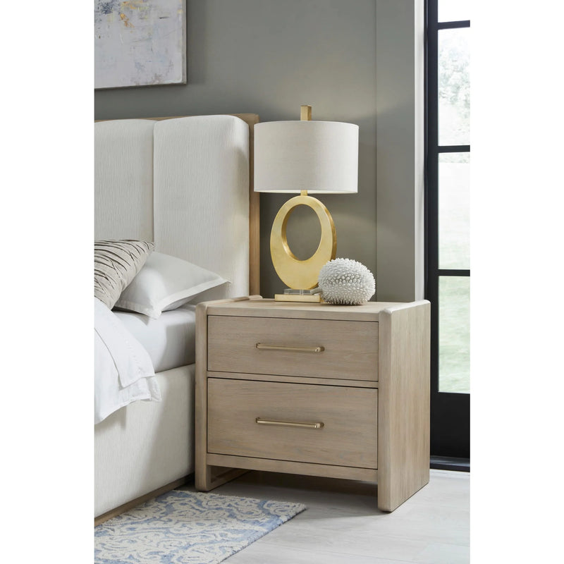 2 Drawer Oak Wood Nightstand in Chai