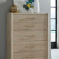 Gardenia Five Drawer Oak Wood Chest in Chai