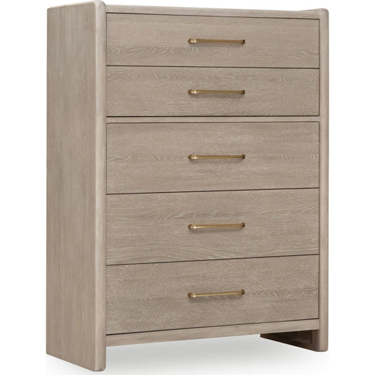 Five Drawer Oak Wood Chest in Chai
