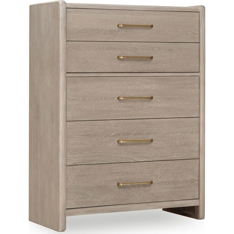 Five Drawer Oak Wood Chest in Chai