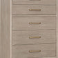 Gardenia Five Drawer Oak Wood Chest in Chai