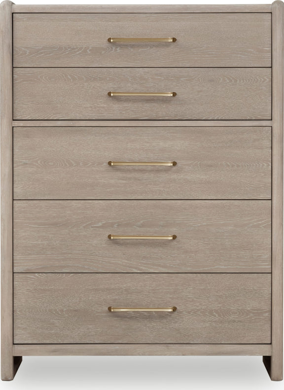 Gardenia Five Drawer Oak Wood Chest in Chai