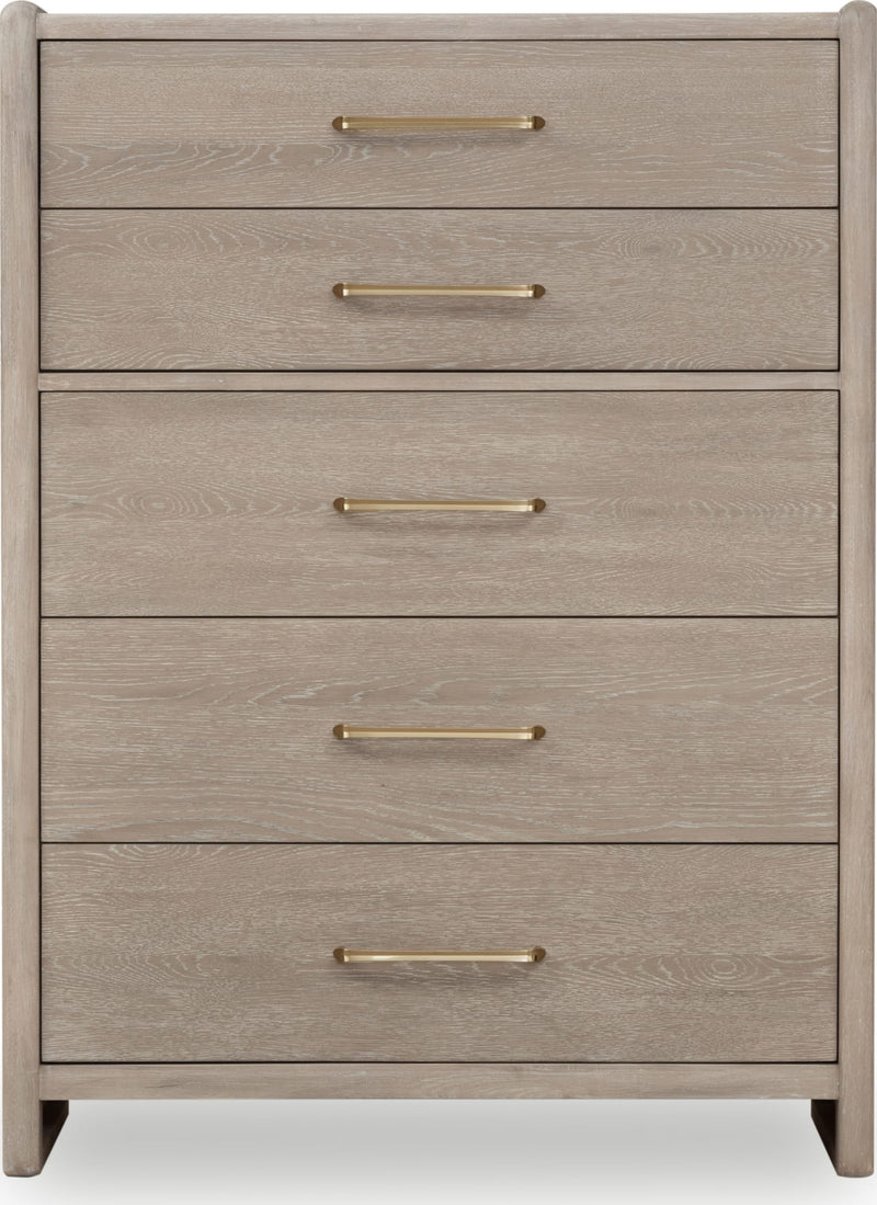 Gardenia Five Drawer Oak Wood Chest in Chai