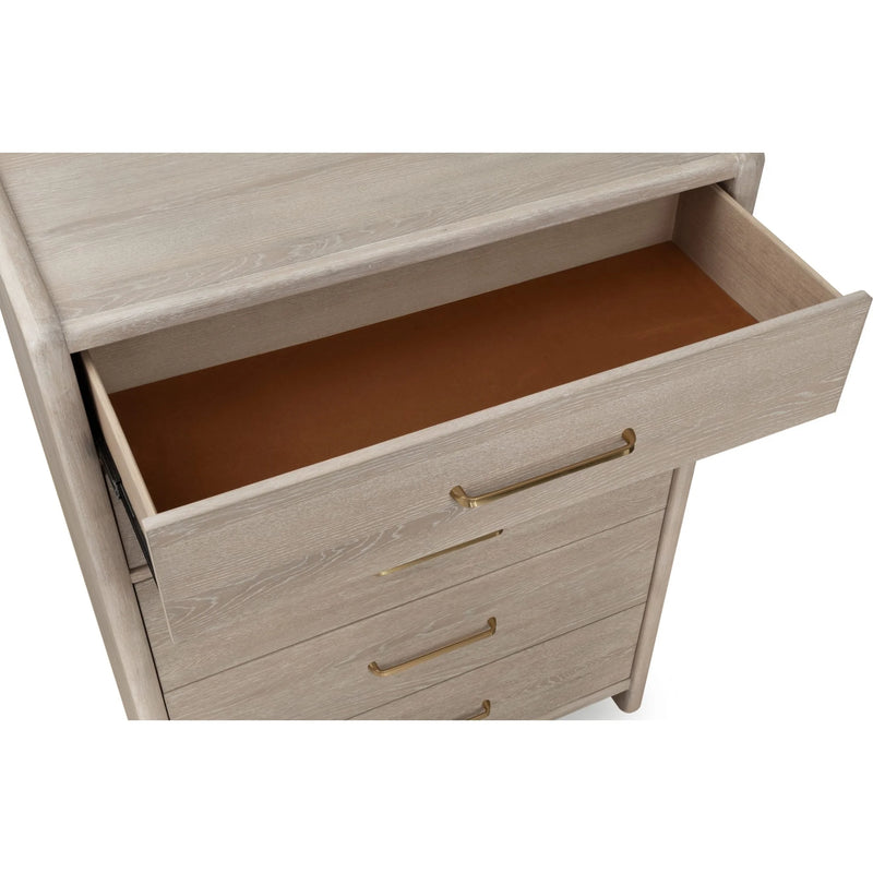 Five Drawer Oak Wood Chest in Chai