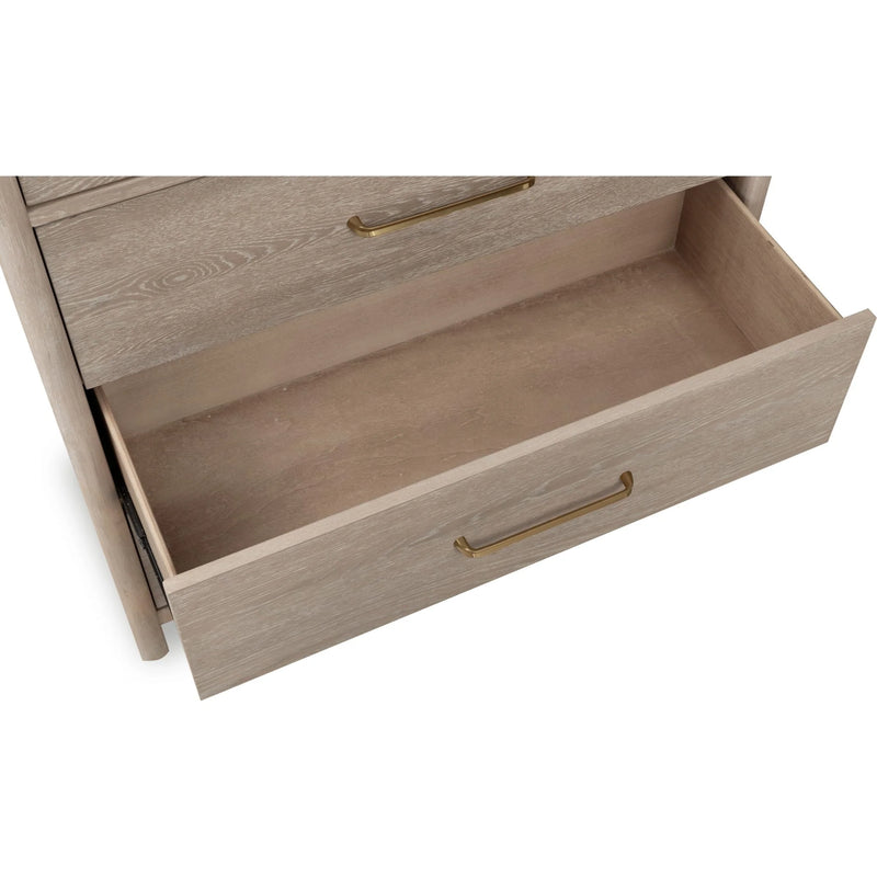 Five Drawer Oak Wood Chest in Chai