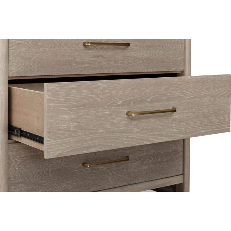 Five Drawer Oak Wood Chest in Chai