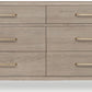 Gardenia Six Drawer Oak Wood Dresser in Chai