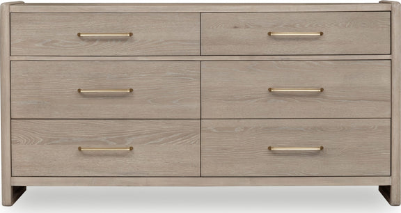 Gardenia Six Drawer Oak Wood Dresser in Chai