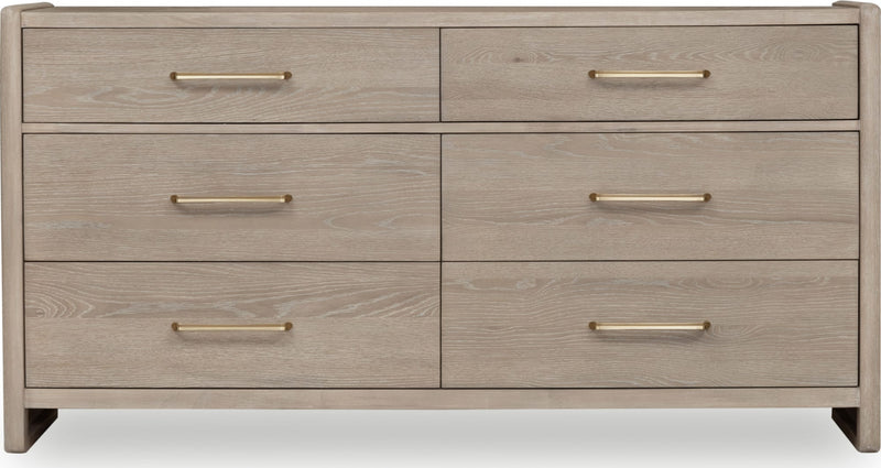 Gardenia Six Drawer Oak Wood Dresser in Chai