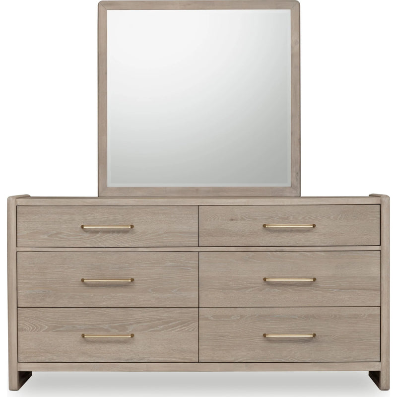 Six Drawer Oak Wood Dresser in Chai