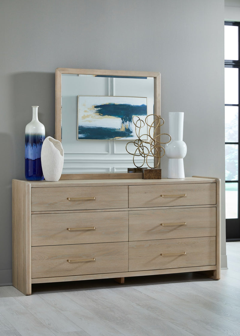 Gardenia Six Drawer Oak Wood Dresser in Chai