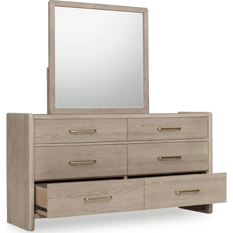 Six Drawer Oak Wood Dresser in Chai