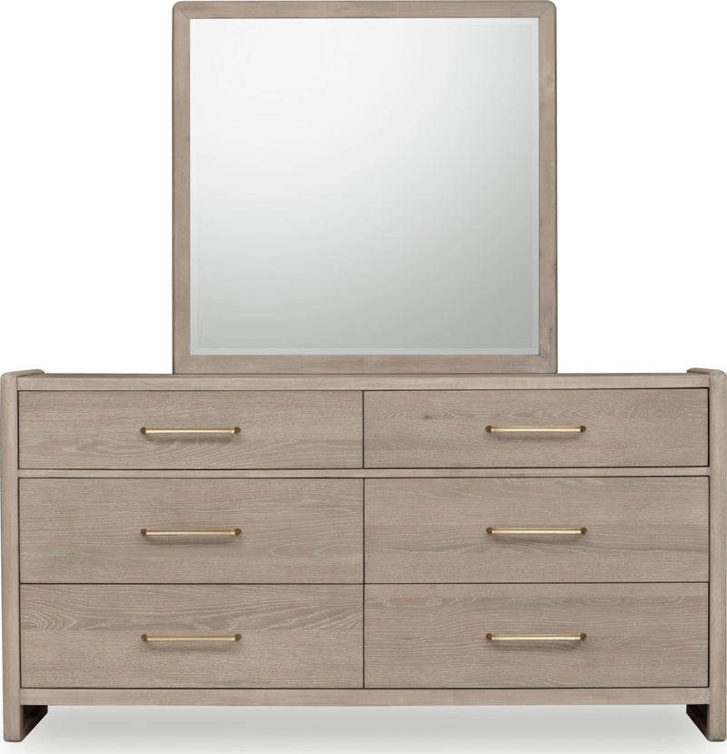 Gardenia Six Drawer Oak Wood Dresser in Chai