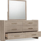 Gardenia Six Drawer Oak Wood Dresser in Chai