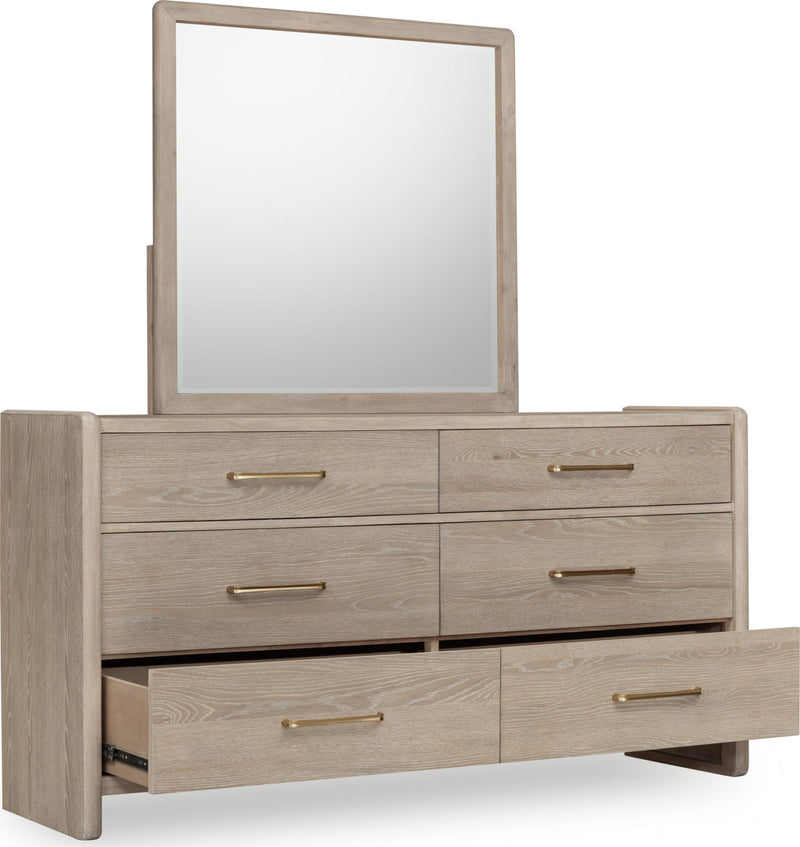 Gardenia Six Drawer Oak Wood Dresser in Chai