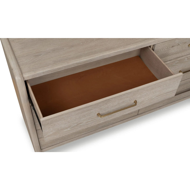 Six Drawer Oak Wood Dresser in Chai