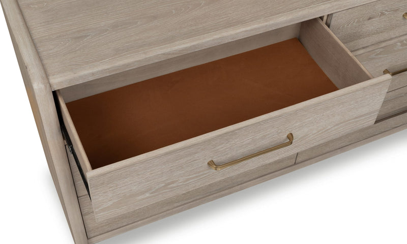 Gardenia Six Drawer Oak Wood Dresser in Chai