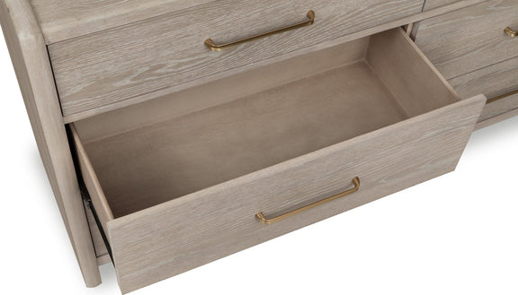 Gardenia Six Drawer Oak Wood Dresser in Chai