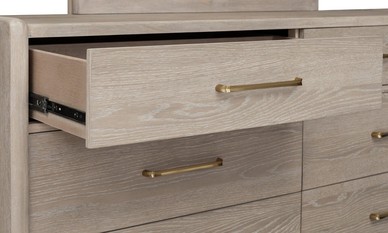 Gardenia Six Drawer Oak Wood Dresser in Chai
