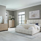 Gardenia Wood Frame Upholstered Queen-Size Platform Bed in Cotton and Chai