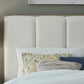 Gardenia Wood Frame Upholstered King-Size Platform Bed in Cotton and Chai
