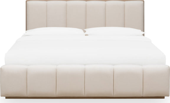 Gardenia Wood Frame Upholstered California King-Size Platform Bed in Cotton and Chai