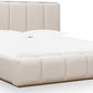 Gardenia Wood Frame Upholstered Queen-Size Platform Bed in Cotton and Chai