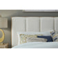 Wood Frame Upholstered Platform Bed in Cotton and Chai
