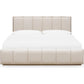 Wood Frame Upholstered Platform Bed in Cotton and Chai