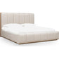 Wood Frame Upholstered Platform Bed in Cotton and Chai