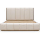 Wood Frame Upholstered Platform Bed in Cotton and Chai