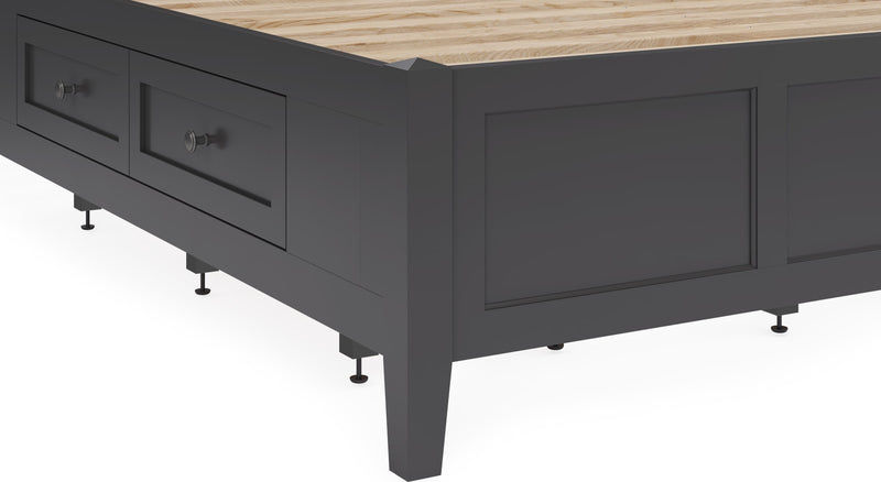 Grace King-size Four Drawer Platform Storage Bed in Raven Black