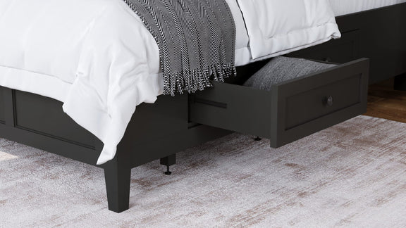 Grace California King-size Four Drawer Platform Storage Bed in Raven Black