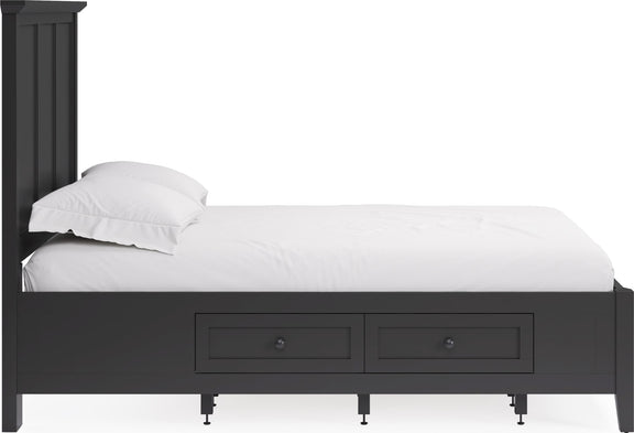 Grace Queen-size Four Drawer Platform Storage Bed in Raven Black