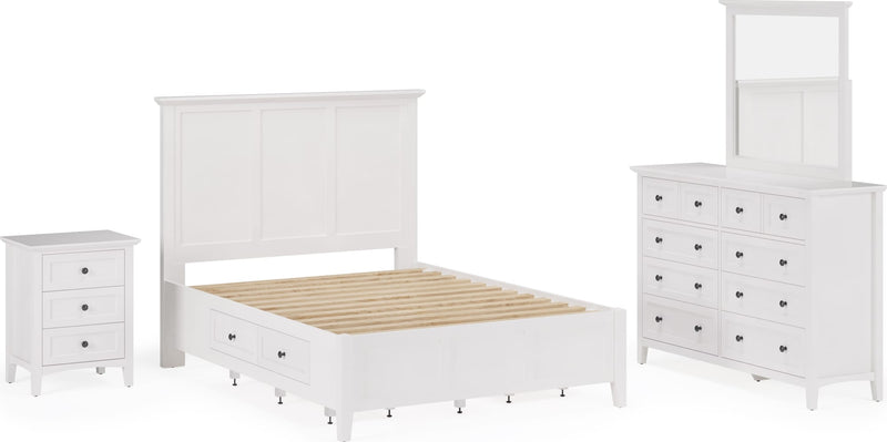Grace Four Drawer Queen-size Platform Storage Bed in Snowfall White