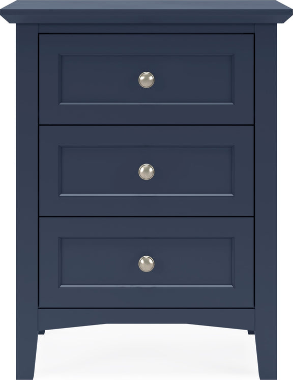 Grace Three Drawer Nightstand in Blueberry