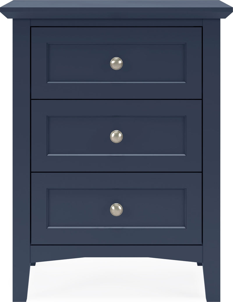 Grace Three Drawer Nightstand in Blueberry