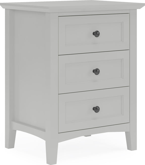 Grace Three Drawer Nightstand in Elephant Grey
